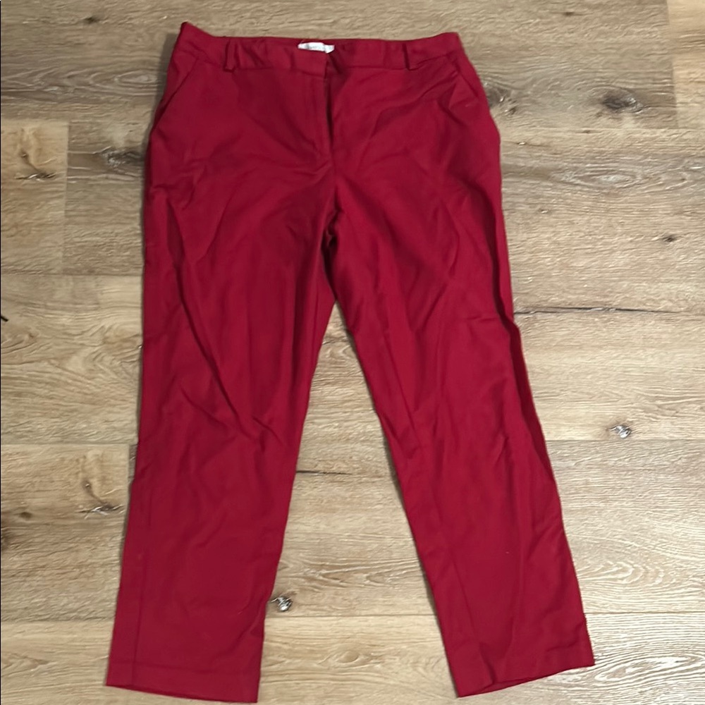 Van Heusen Red Trousers with Straight-Leg Fit